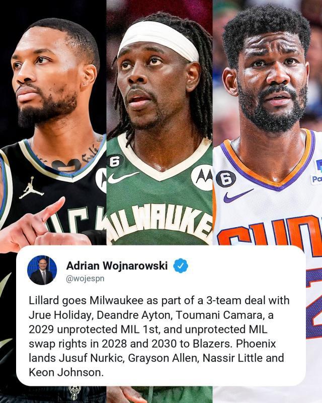 bob半岛体育-重磅交易！利拉德加盟雄鹿携手字母 太阳放弃艾顿